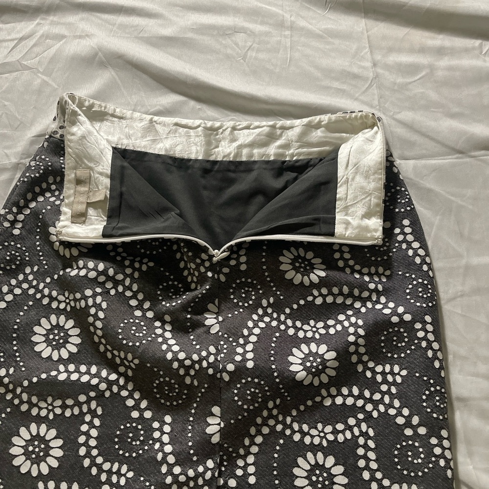 Black White Floral Mini Skirt Women A-Line Textured High Waist Retro Pattern - Picture 9 of 16